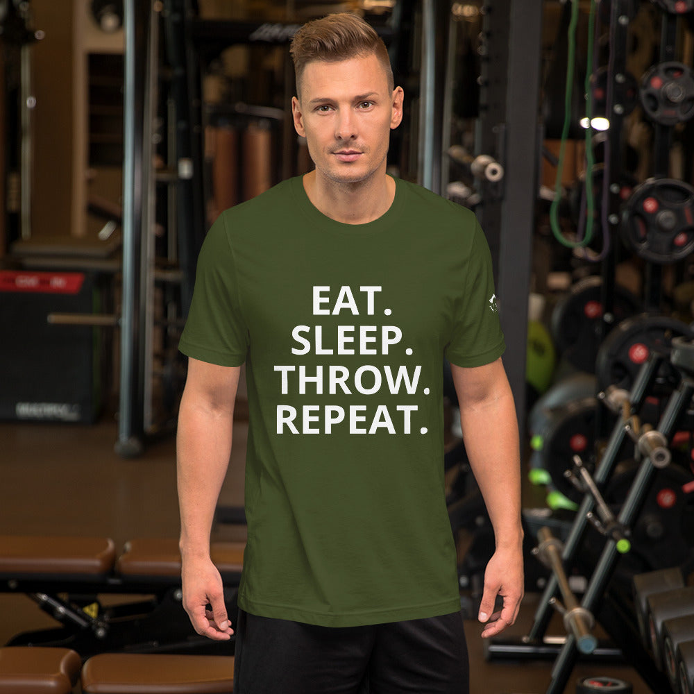 EAT. SLEEP. THROW. REPEAT. Short-Sleeve Unisex T-Shirt